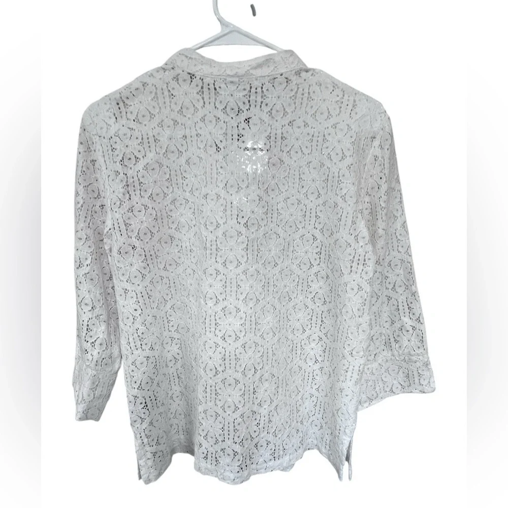 Ruby Rd. White Lace Button-Up Blouse - Picture 2 of 4